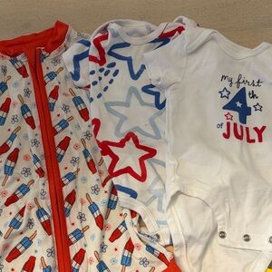 Baby Bodysuit Set - Red, White & Blue Fourth of July Styles